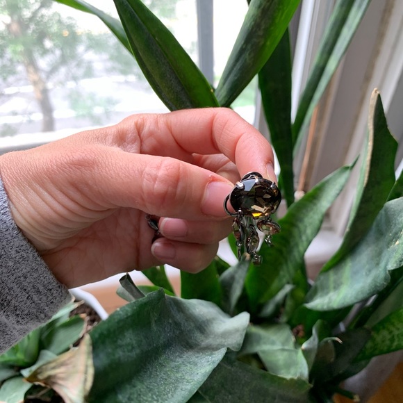 EARRINGS CRYSTAL BOUCLES D’OREILLES CRISTAUX BRUNS - Picture 3 of 5